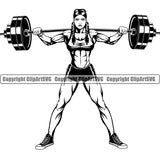 Woman Gym Sports Bodybuilding Fitness Muscle Bodybuilder Lifting Weight Barbell ClipArt SVG