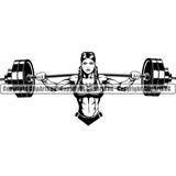 Woman Gym Sports Bodybuilding Fitness Muscle Bodybuilder Lifting Weight Barbell ClipArt SVG