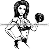 Woman Gym Sports Bodybuilding Fitness Muscle Bodybuilder Lifting Weight Dumbell ClipArt SVG