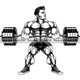 Gym Sports Bodybuilding Fitness Muscle Bodybuilder Barbell ClipArt SVG