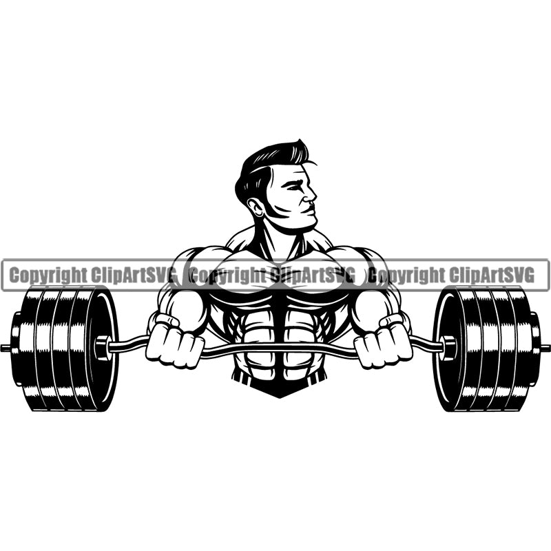 Gym Sports Bodybuilding Fitness Muscle Bodybuilder Barbell ClipArt SVG