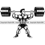 Gym Sports Bodybuilding Fitness Muscle Bodybuilder Lifting Weight Barbell ClipArt SVG