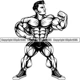 Gym Sports Bodybuilding Fitness Muscle Bodybuilder Barbell ClipArt SVG