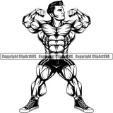 Gym Sports Bodybuilding Fitness Muscle Bodybuilder Barbell ClipArt SVG