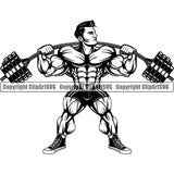 Gym Sports Bodybuilding Fitness Muscle Bodybuilder Barbell ClipArt SVG