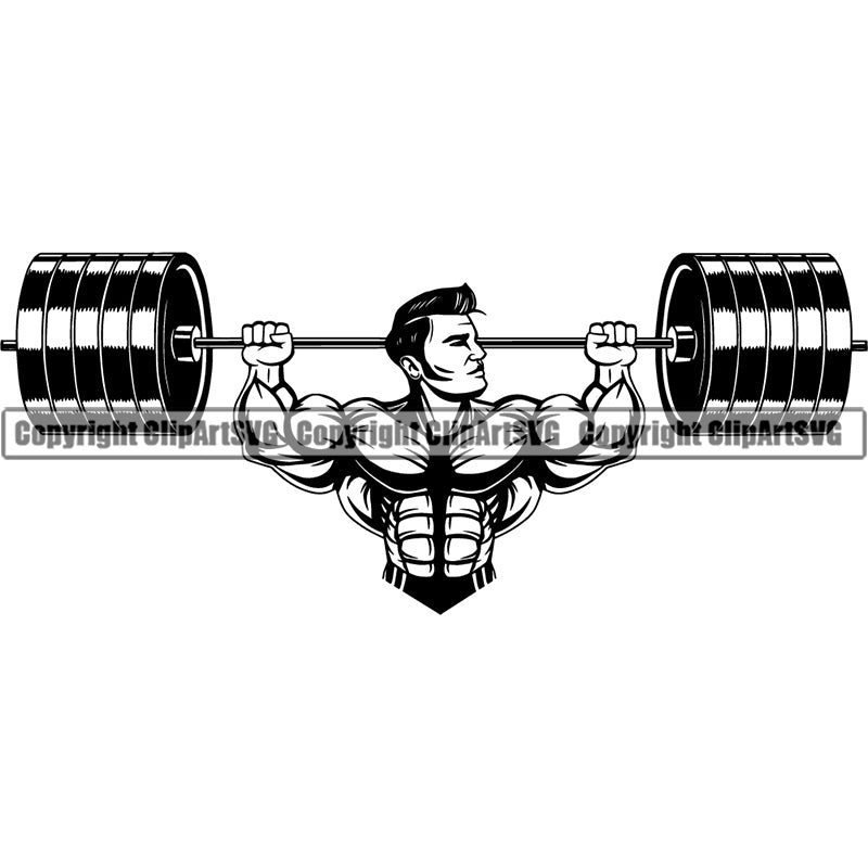 Gym Sports Bodybuilding Fitness Muscle Bodybuilder Barbell ClipArt SVG