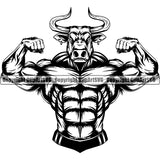 Bull Gym Sports Bodybuilding Fitness Muscle Bodybuilder ClipArt SVG