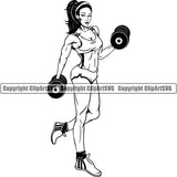 Female Gym Sports Bodybuilding Fitness Muscle Bodybuilder Dumbell ClipArt SVG