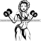 Female Gym Sports Bodybuilding Fitness Muscle Bodybuilder Dumbell ClipArt SVG