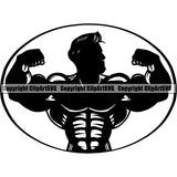 Logo Gym Sports Bodybuilding Fitness Muscle Bodybuilder Barbell ClipArt SVG