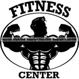 Logo Gym Sports Bodybuilding Fitness Muscle Bodybuilder Barbell ClipArt SVG