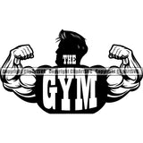 Logo Gym Sports Bodybuilding Fitness Muscle Bodybuilder Barbell ClipArt SVG