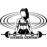 Logo Female Gym Sports Bodybuilding Fitness Muscle Bodybuilder Dumbbell ClipArt SVG