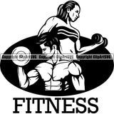 Logo Gym Sports Bodybuilding Couple Training Fitness Muscle Bodybuilder ClipArt SVG