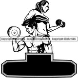 Logo Gym Sports Bodybuilding Couple Training Fitness Muscle Bodybuilder ClipArt SVG