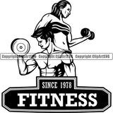 Logo Gym Sports Bodybuilding Couple Training Fitness Muscle Bodybuilder ClipArt SVG