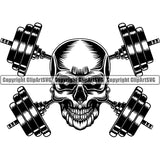 Logo Gym Sports Bodybuilding Fitness Muscle Kettle Bell Skull Skeleton ClipArt SVG