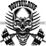 Logo Gym Sports Bodybuilding Fitness Muscle Kettle Bell Skull Skeleton ClipArt SVG