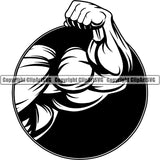 Logo Gym Sports Bodybuilding Fitness Muscle Arm Bicep Curl ClipArt SVG