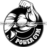 Logo Gym Sports Bodybuilding Fitness Muscle Arm Bicep Curl ClipArt SVG