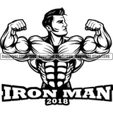 Logo Gym Sports Bodybuilding Fitness Muscle Bodybuilder Barbell ClipArt SVG