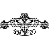 Logo Gym Sports Bodybuilding Fitness Muscle Bodybuilder Bear ClipArt SVG