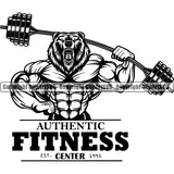 Logo Gym Sports Bodybuilding Fitness Muscle Bodybuilder Wolf ClipArt SVG