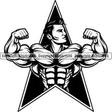 Logo Gym Sports Bodybuilding Fitness Muscle Bodybuilder  ClipArt SVG