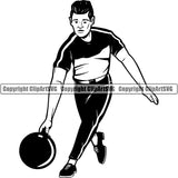 Sports Man Game Bowling Bowler Bowl Ball ClipArt SVG