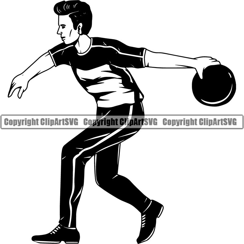 Sports Game Man Bowling Bowler Bowl Ball ClipArt SVG