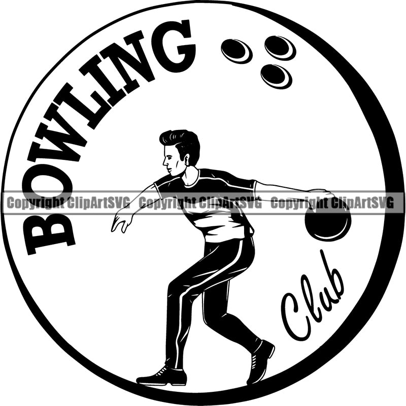 Sports Game Man Bowling Bowler Bowl Ball ClipArt SVG