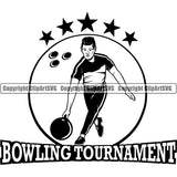 Logo Tournament Sports Game Man Bowling Bowler Bowl Ball ClipArt SVG