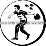 Logo Sports Game Man Bowling Bowler Bowl Ball ClipArt SVG