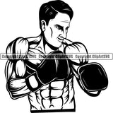 Sports Boxing Man Boxer MMA Fighter ClipArt SVG