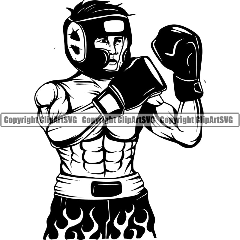 Sports Boxing Boxer Amateur MMA Fighter Boxer ClipArt SVG