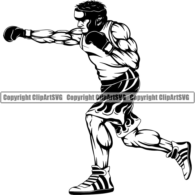 Sports Boxing Boxer Man MMA Fighter Boxer ClipArt SVG