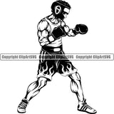 Sports Boxing Boxer Man MMA Fighter Boxer ClipArt SVG