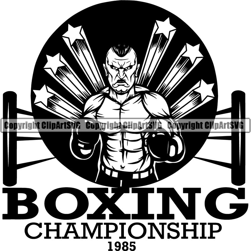 Sports Boxing Boxer MMA Fighter Boxer Logo ClipArt SVG