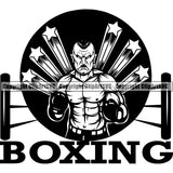Sports Boxing Boxer MMA Fighter Boxer Logo ClipArt SVG