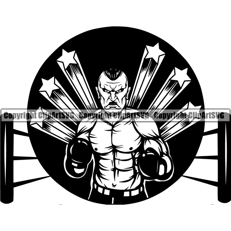 Sports Boxing Boxer MMA Fighter Boxer Logo ClipArt SVG