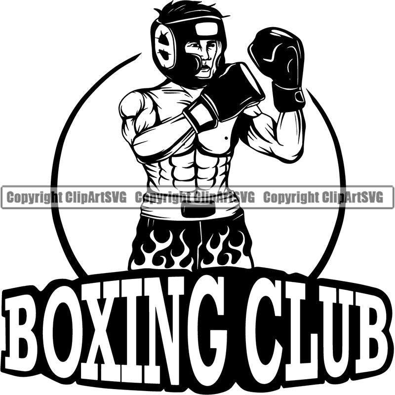 Sports Boxing Boxer MMA Fighter Boxer Logo ClipArt SVG