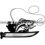 Sports Game Fishing  Fish Hunt Boat River Fresh Water ClipArt SVG