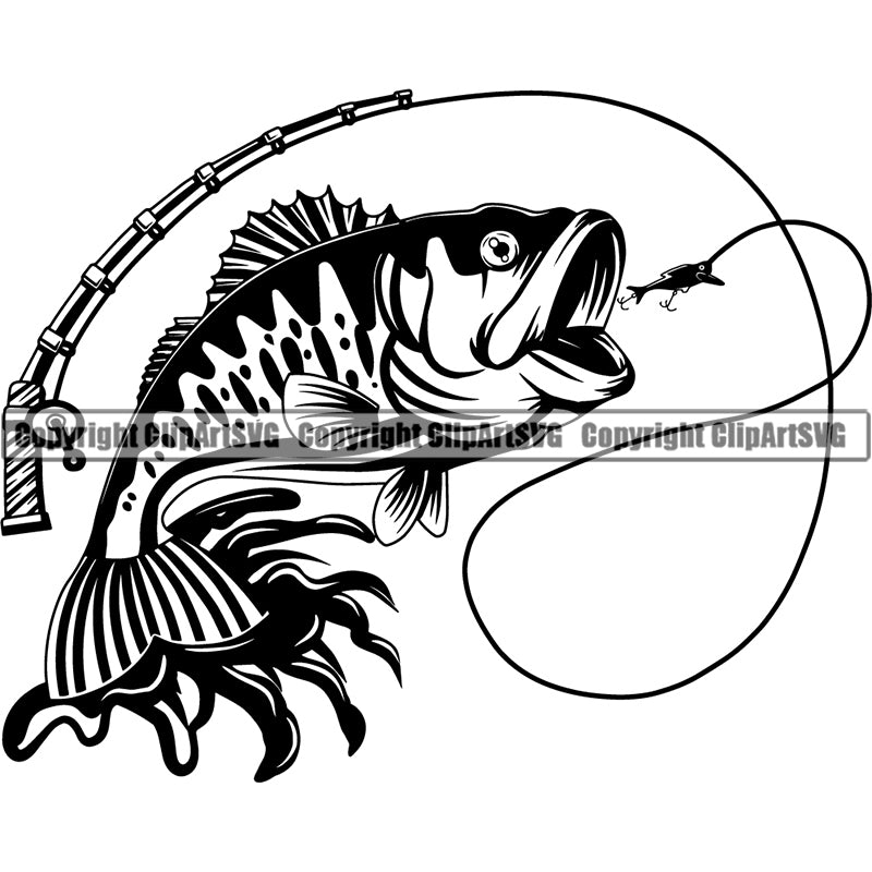 Sports Game Fishing Hunting Fish Hunt Bass ClipArt SVG