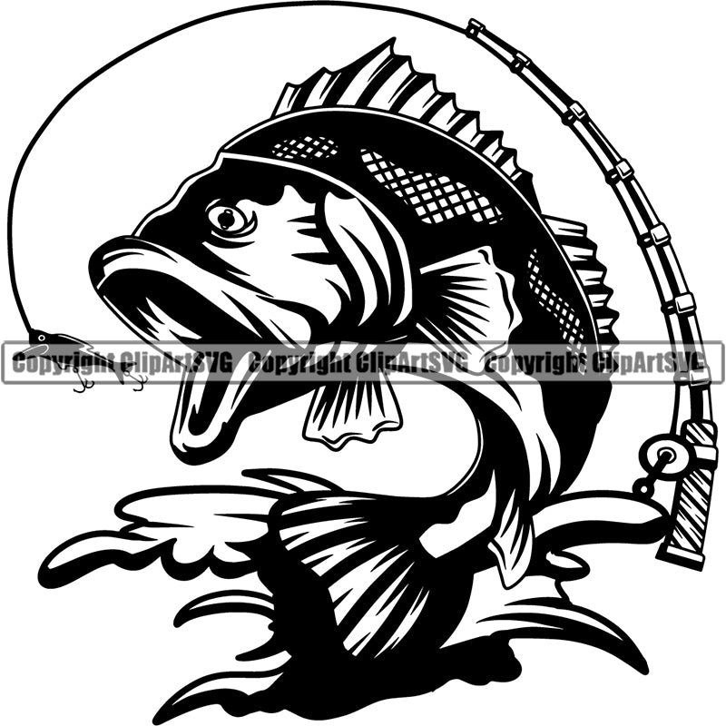 Sports Game Fishing Hunting Fish Hunt Bass ClipArt SVG