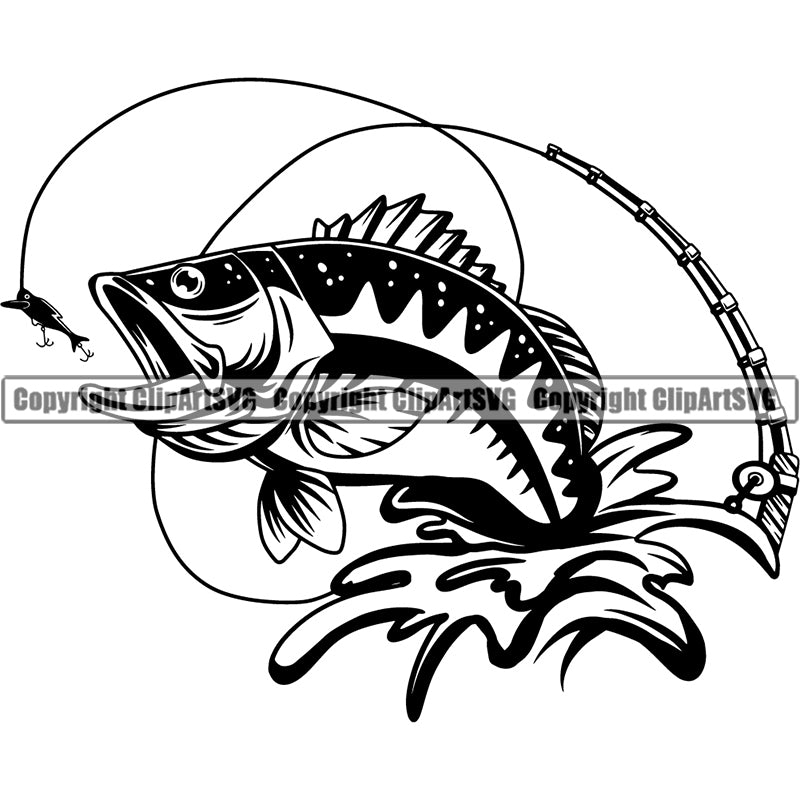 Sports Game Fishing Hunting Fish Hunt Bass Logo ClipArt SVG