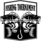 Sports Game Fishing Tournament Fish Hunt Bass Logo ClipArt SVG