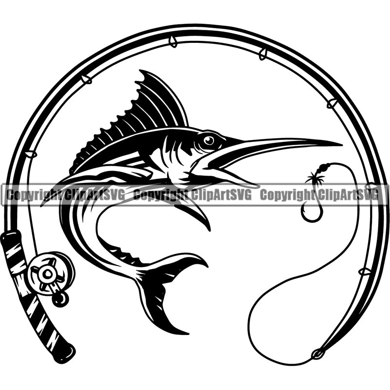 Sports Game Fishing Hunting Fish Hunt Fish Marlin ClipArt SVG