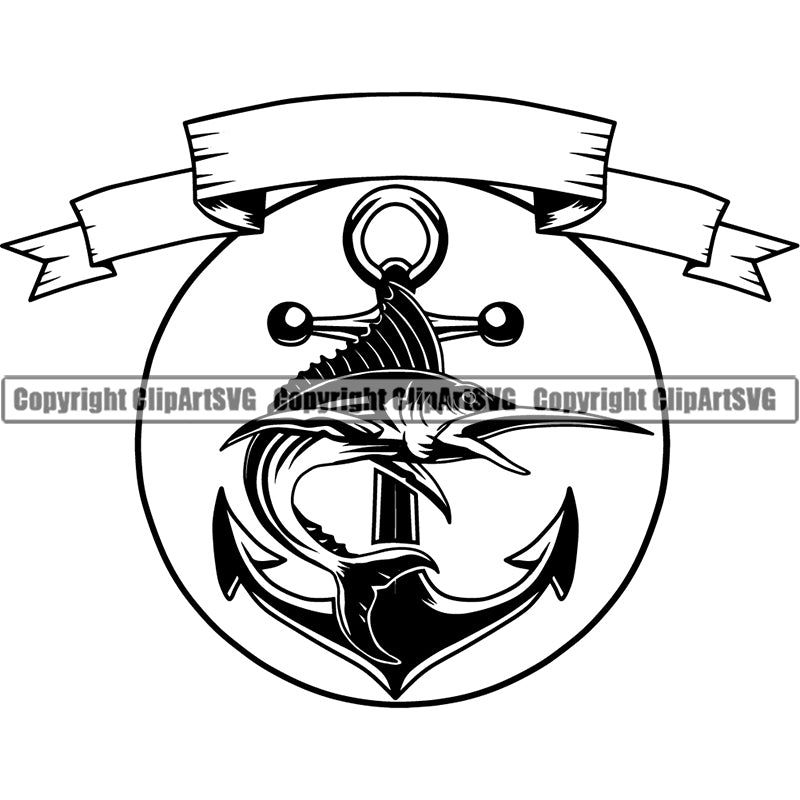 Sports Game Fishing Hunting Fish Hunt Fish Marlin Logo Anchor ClipArt SVG