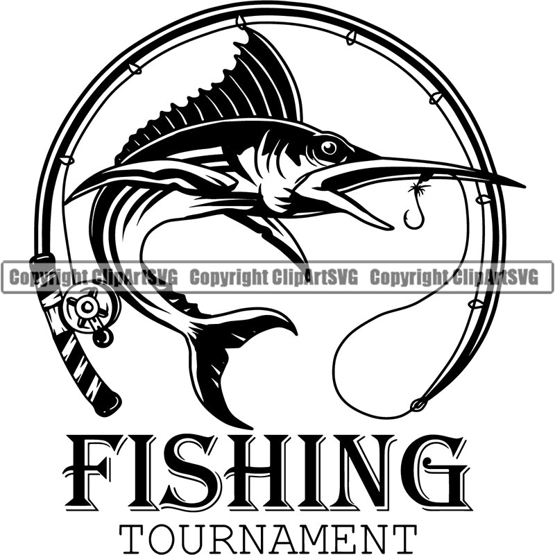 Sports Game Fishing Tournament Fish Hunt Fish Marlin Logo ClipArt SVG