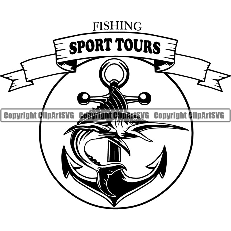 Sports Game Fishing Hunting Fish Hunt Fish Marlin Logo Anchor ClipArt SVG